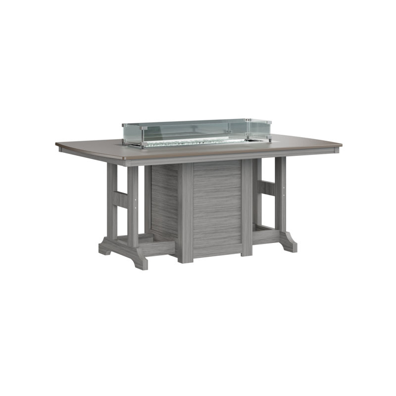 Garden Classic Fire Pit Dining Table, Hammered Top Bronze with Driftwood Grey Base, 31" H x 44" W x 72" D