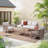 Clorie 5-Person Solid Wood Outdoor Sofa Seating Group with Cushions-1781577004