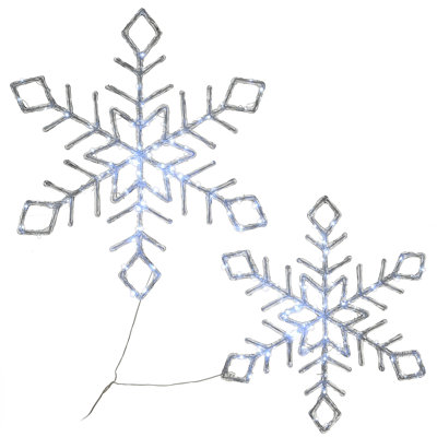 Diamond Tip Ice Crystal Snowflake Pair with LED Lights