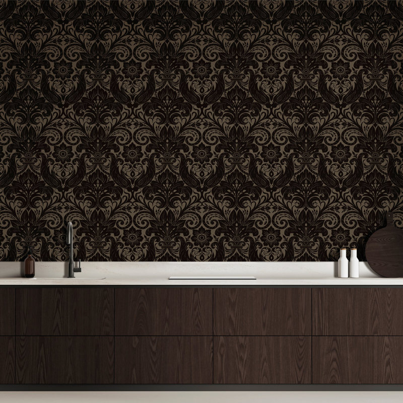 Laurence Llewelyn-Bowen Off The Wall Damask Sauvage 3D Embossed, Brown