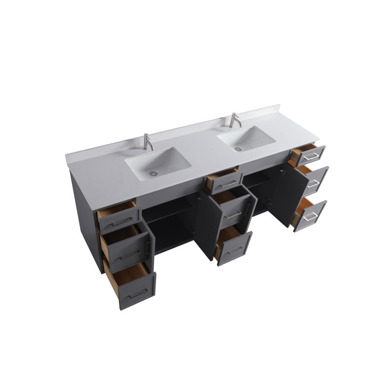 84'' Double Bathroom Vanity Base Only, Gray