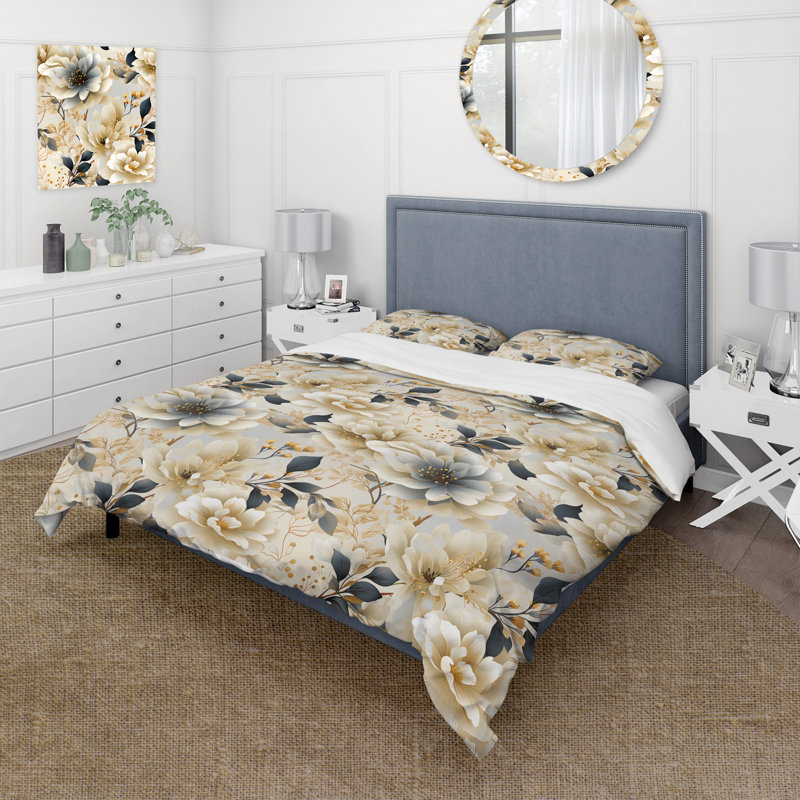 Ethereal Neutrals Boho Pattern Duvet Cover, King Duvet Cover + 2 King Shams