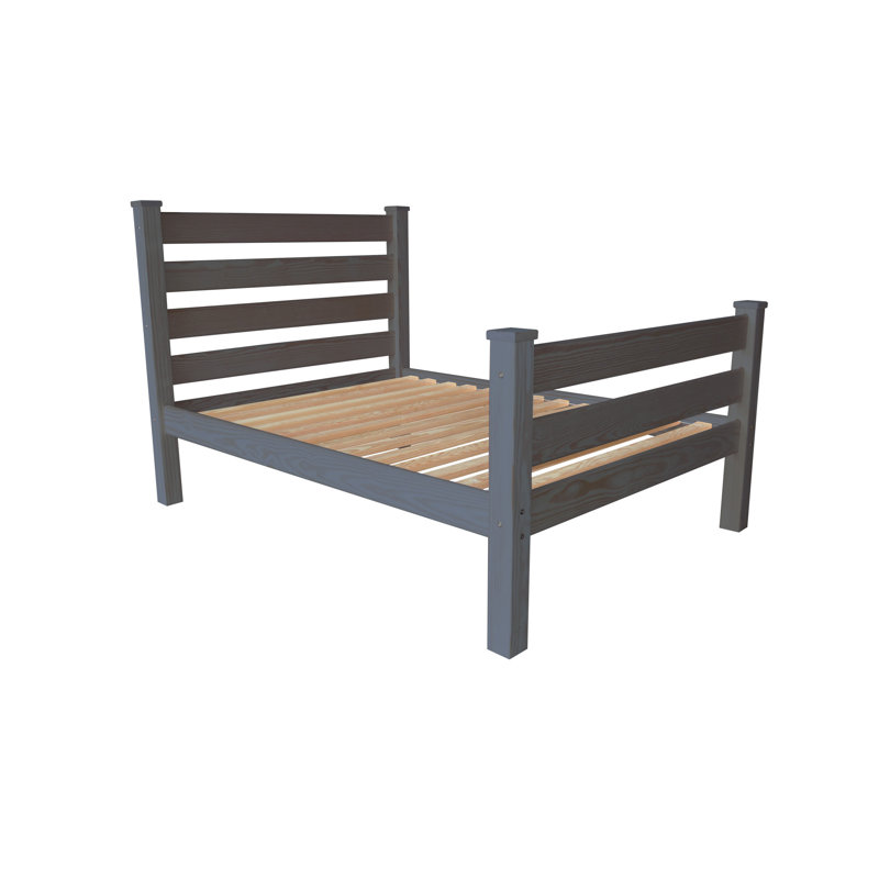 Gray Solid Wood Queen Bed Frame