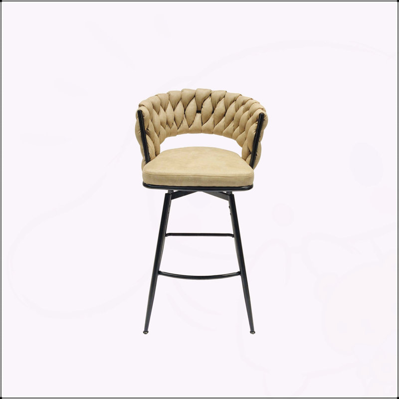Ensemble de 4 tabourets de bar en cuir technique avec cadre pivotant à 360 degrés, Tanné