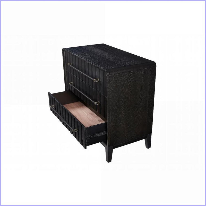 Commodes et amp; Garde-robes | Commode Bachelor 3 tiroirs au fini poivre | Bois massif et panneau de fibres à densité moyenne