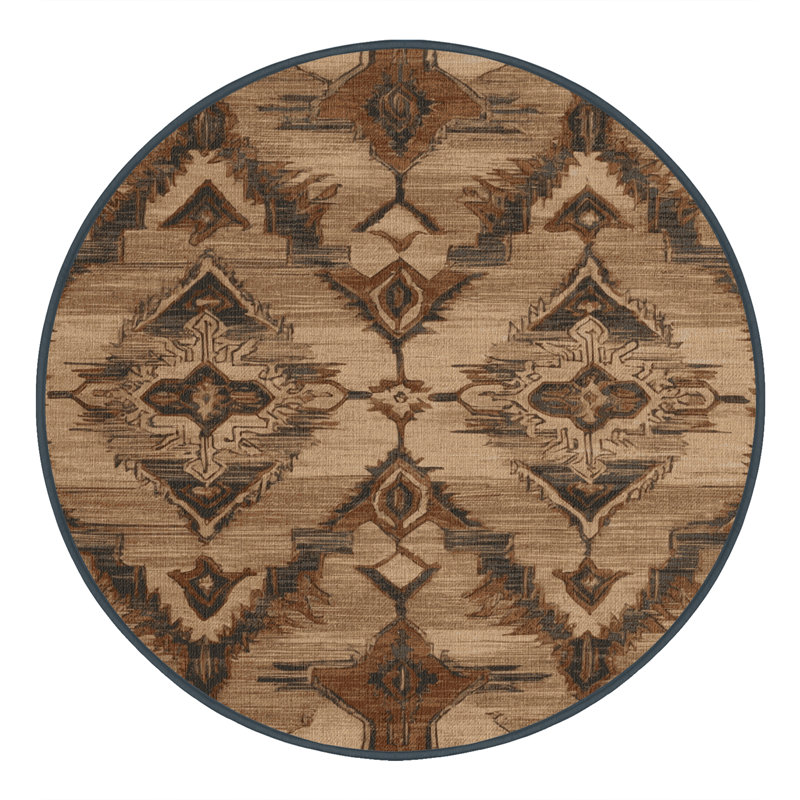 Machine Washable Persian Brown Area Rug, Round 8'