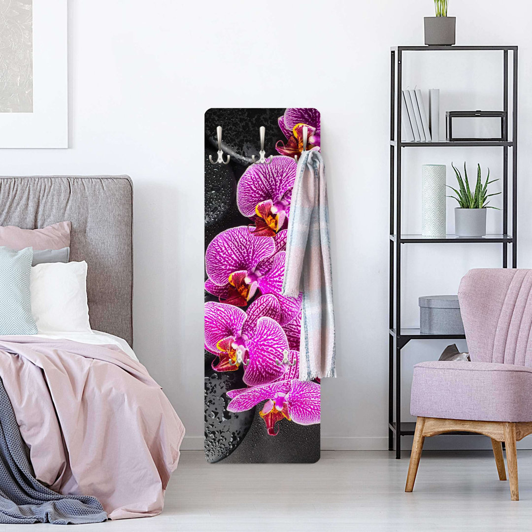 Pink Orchid Wall Mounted Coat Rack
