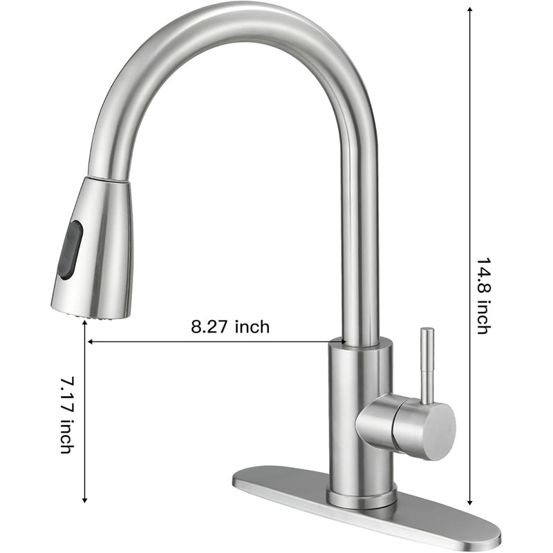 VIBRANTBATH Pull Out Kitchen Faucet, Brushed Nickel