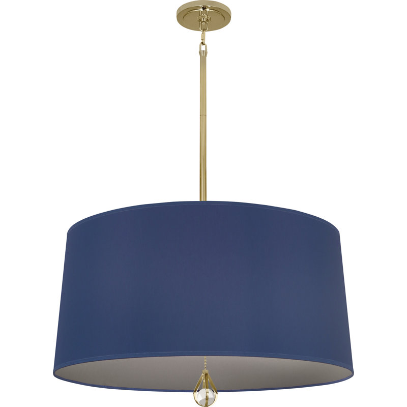 Custis 3 - Light Drum Chandelier, Ink Blue/Carter Gray Lining, Modern Brass