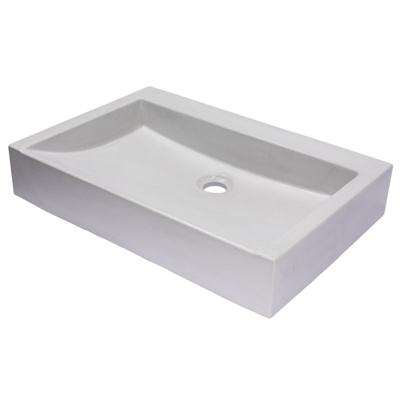 Eden Bath 15.2'' Concrete Rectangular Bathroom Sink, Light Gray
