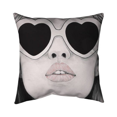Young Lady with Glasses Square Pillow Cover & Insert