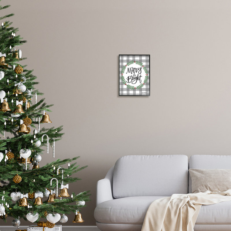 Merry & Bright Gingham Christmas, Giclée encadrée noir minuit, H 14 po x l 11 po x P 1,5 po