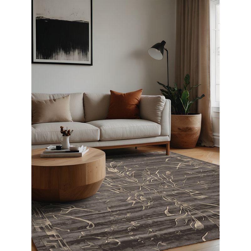 Machine Washable Gray Area Rug, Square 7'