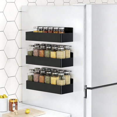 Magnetic Spice Rack For Refrigerator - Heavy Duty Kitchen Organizer And Storage Shelf With Strong Magnets, No Installation Needed, Adjustable Space