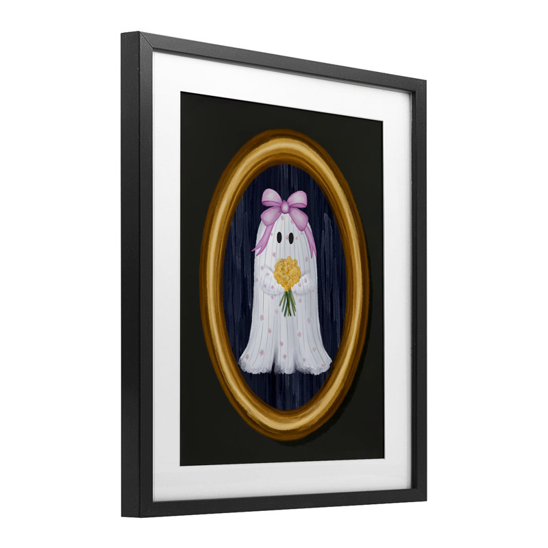 «Ghost Girl with Flowers», reproduction encadrée sous verre, design par Jennifer Stith, H 21 po x l 17 po, Cadre noir minuit
