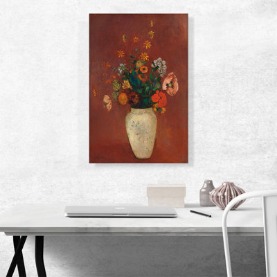 "Bouquet dans un vase chinois" par Odilon Redon - reproduction d'art sur toile tendue