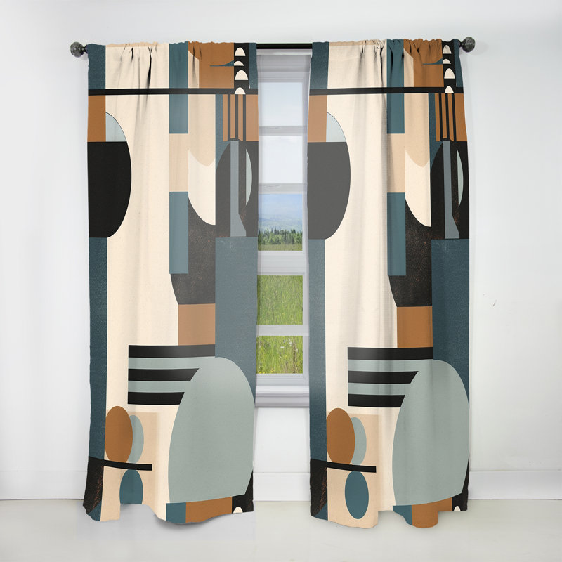 Hamal - ombres géométriques bleues et noires IV - rideau moderne - velours obscurcissant - 1 panneau, L 52 po x L 84 po