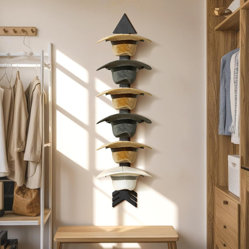 Support à chapeau de cowboy en bois pour 10 casquettes de baseball et 5 chapeaux de cowboy, noir
