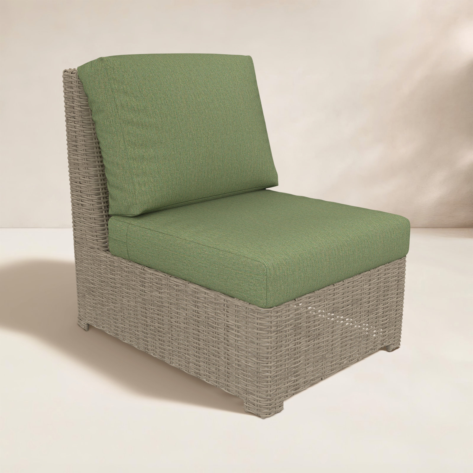 Henri Armless Middle Chair, Canvas Fern