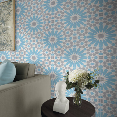 Agdal 8" x 8" Cement Patterned Wall & Floor Tile
