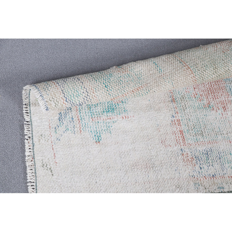 Handwoven Vintage Turkish Door Mat in Pastel Colors Featuring a Unique Boho Decor Pattern for an Elegant Entryway Accent