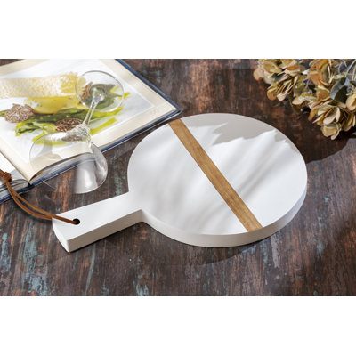 Planche à découper blanche avec incrustation en bois