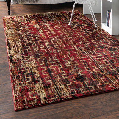 Tapis bordeaux à motif géométrique Knowle