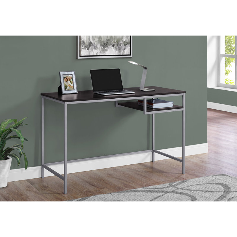 Bureau d'ordinateur 48 po en métal stratifié brun / gris contemporain pour bureau à domicile ou ordinateur portable | Idée cadeau