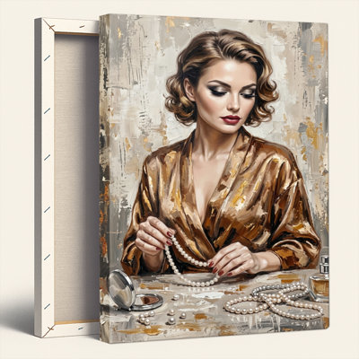 Ensemble de 1 tableau sur toile représentant une femme élégante