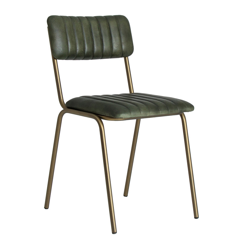 Chadron 47cm H Genuine Leather Upholstered Metal Side Chair