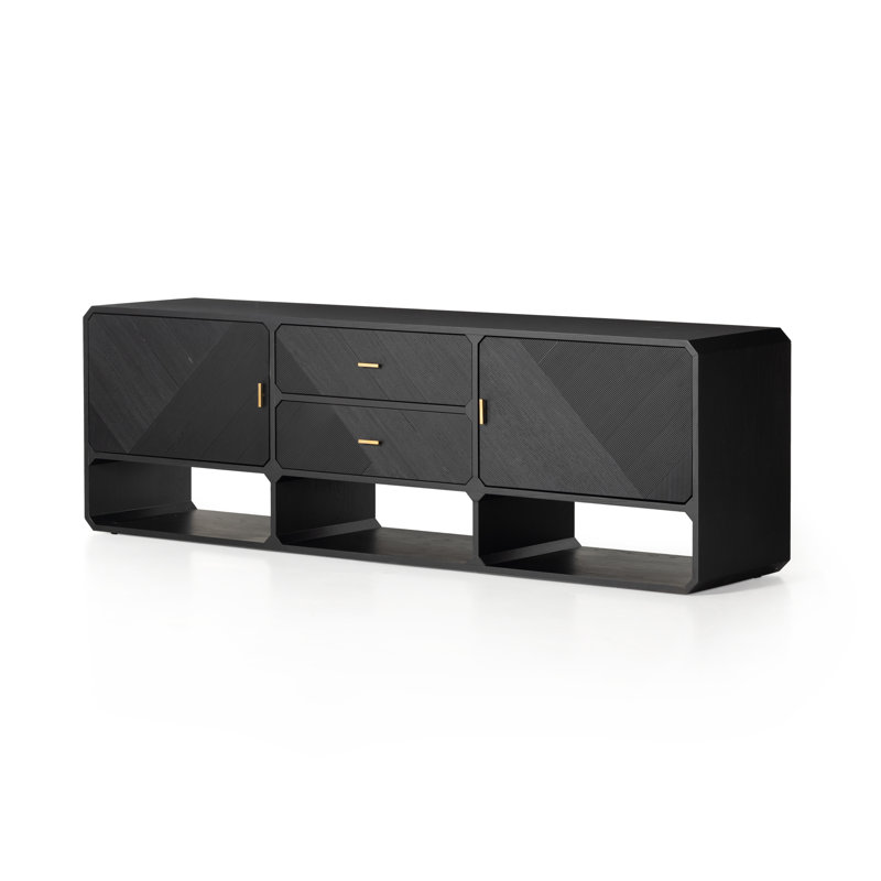 Caspian TV Stand for TVs up to 85", Black Ash