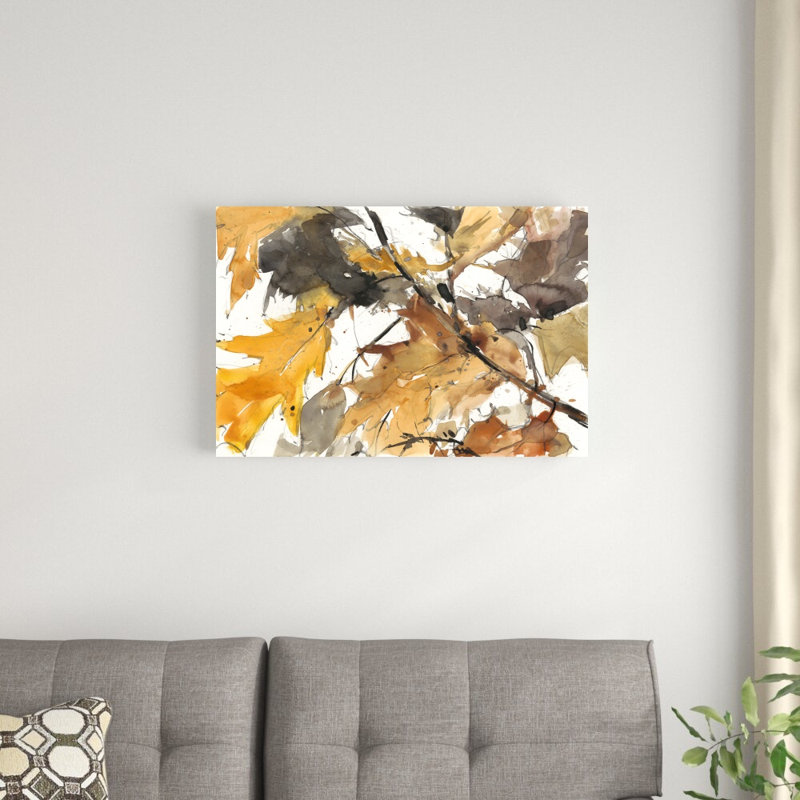 «Watercolor Autumn Leaves I» par Samuel Dixon, reproduction d'art sur toile tendue, H 20 po x l 30 po