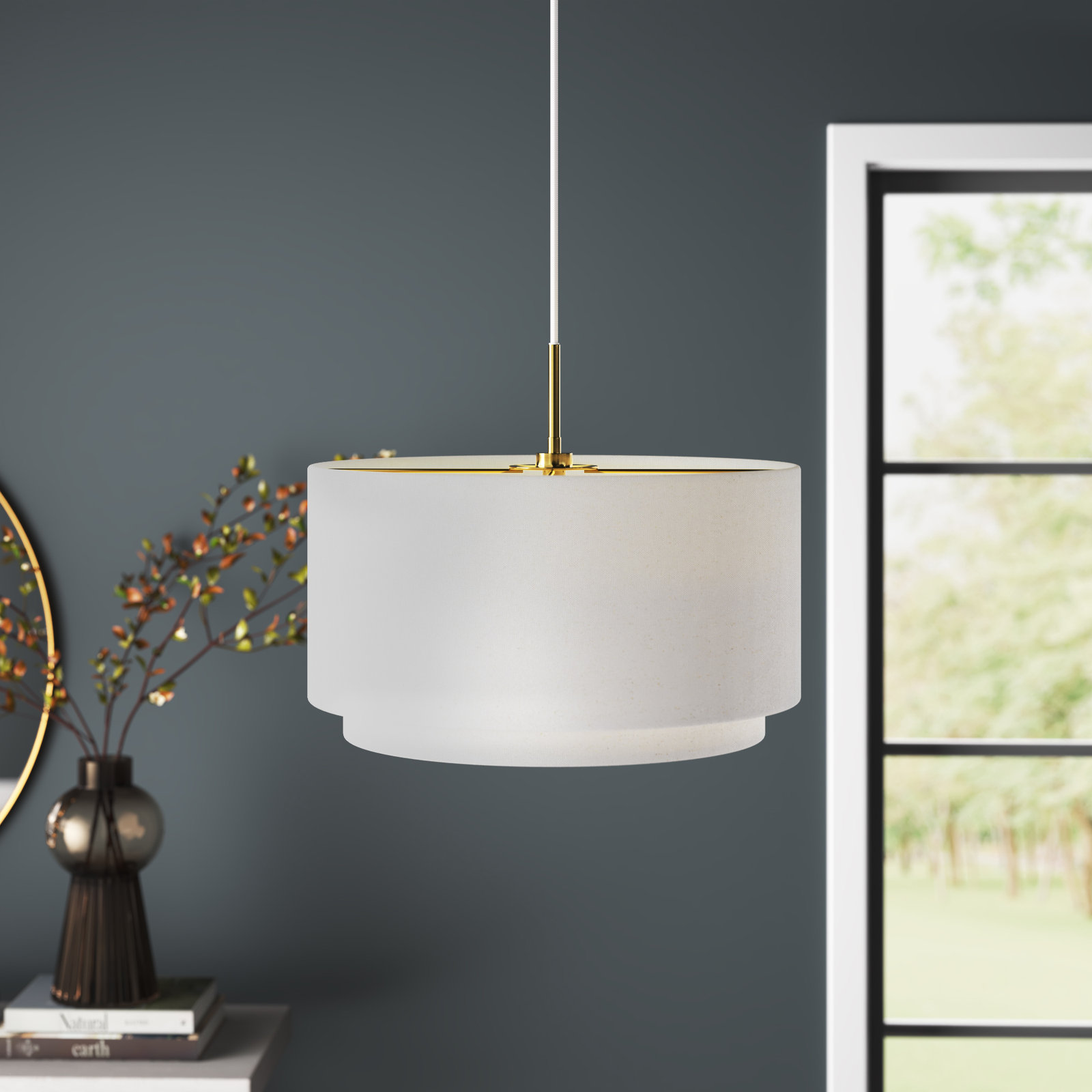 Finley Linen Drum Pendant