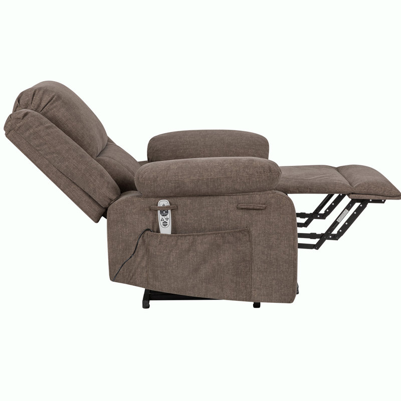 Electric Power Recliner Chair With Massage,Side Pocket, Brown