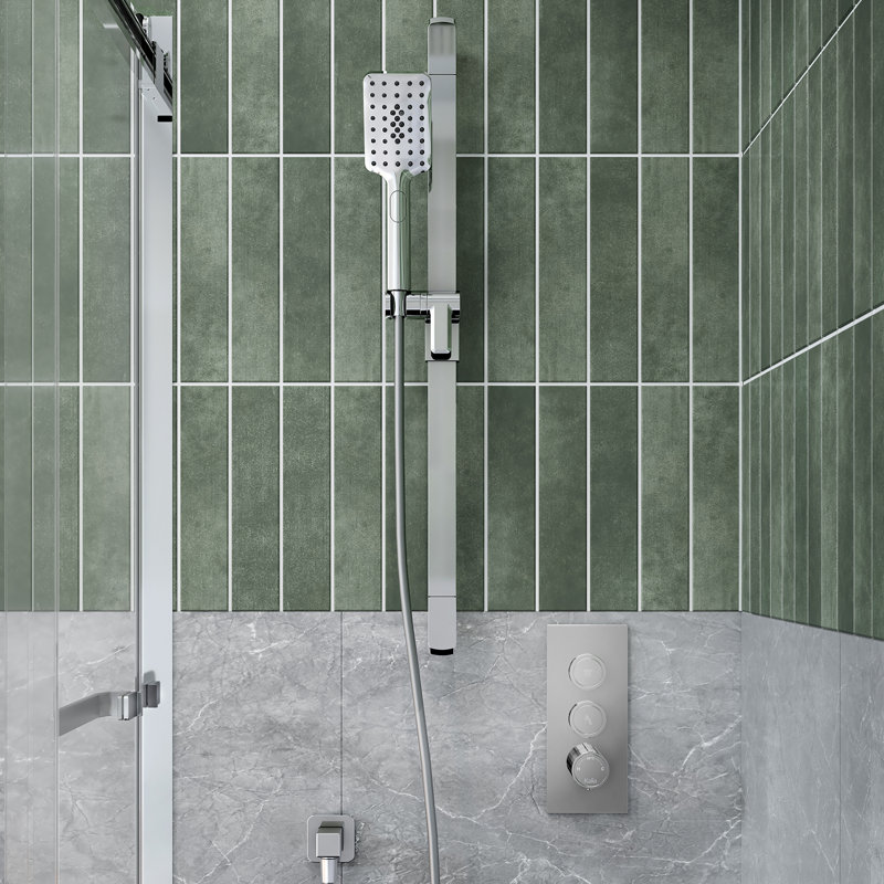 Système de douche complet avec valve à boutons-poussoirs et garniture décorative, Chrome