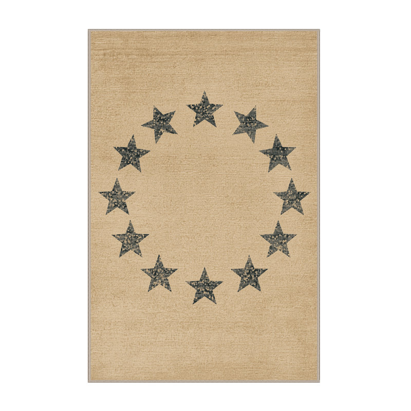 Soft Plush Espinal July 4Th Modern & Contemporary Abstract Area Rug in Brown – Beige Binding, 5x8