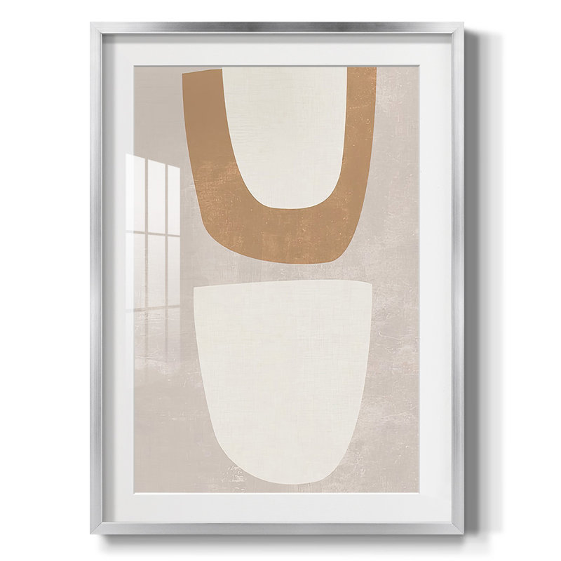 Sun Temple II - Matted and Framed Under Acrylic Glass, Large Living Room Wall Art, Silver