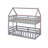 Twin Over Twin House Bunk Bed With Fence-779908318