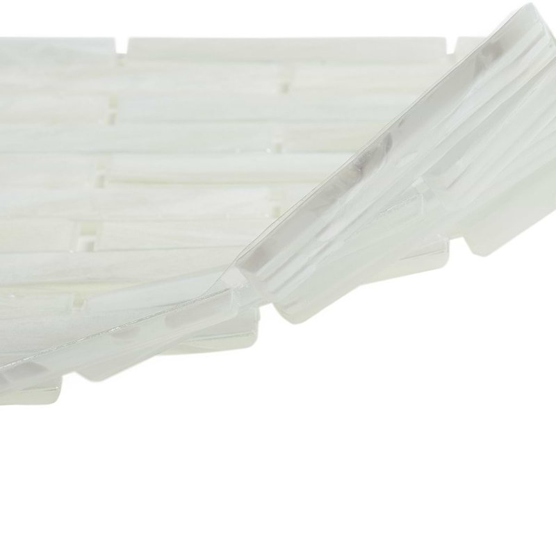 Artwater Iridescent 12x12 Brick Iridescent Polished Glass Mosaic Tile, Pearl White