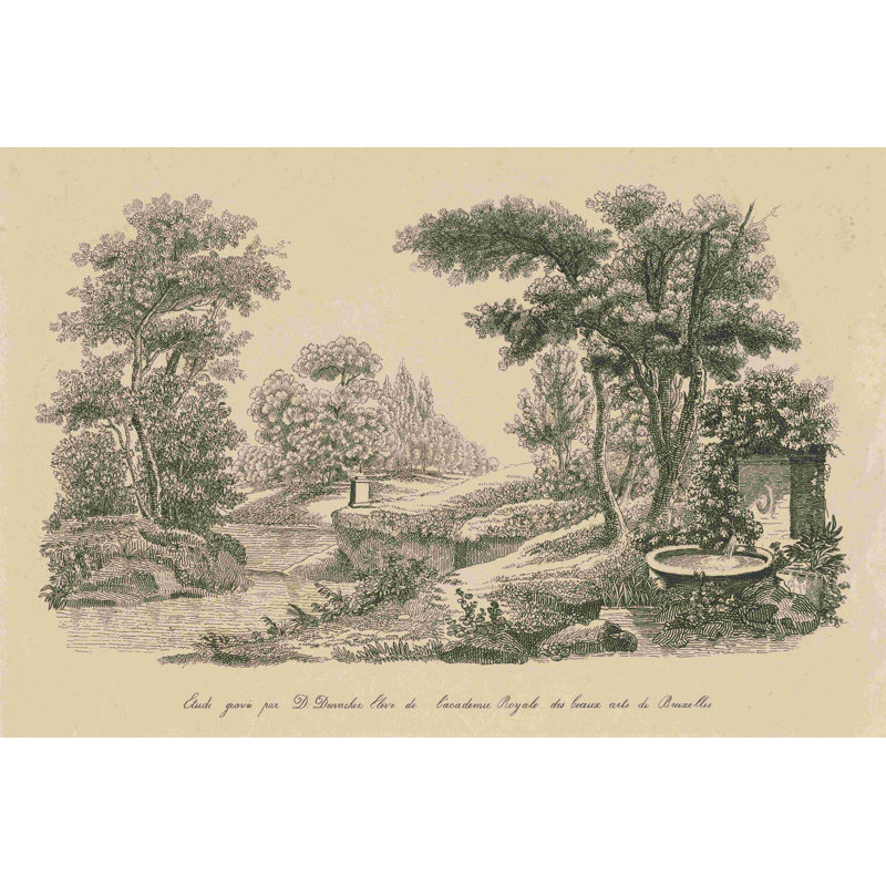 Gravure sur le parc français III par Wild Apple Portfolio - Peinture, H 8 po x l 12 po, Toile tendue