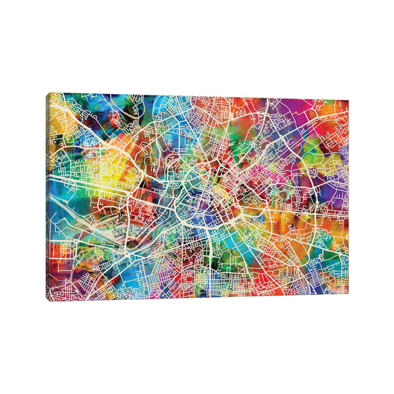 Manchester England Street Map II by Michael Tompsett - Wrapped Canvas Gallery-Wrapped Canvas Giclée, 20.32 cm H x 30.48 cm W