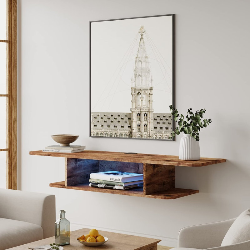Arreanna Unfinished Floating for TVs up to 55", Brown/Blue