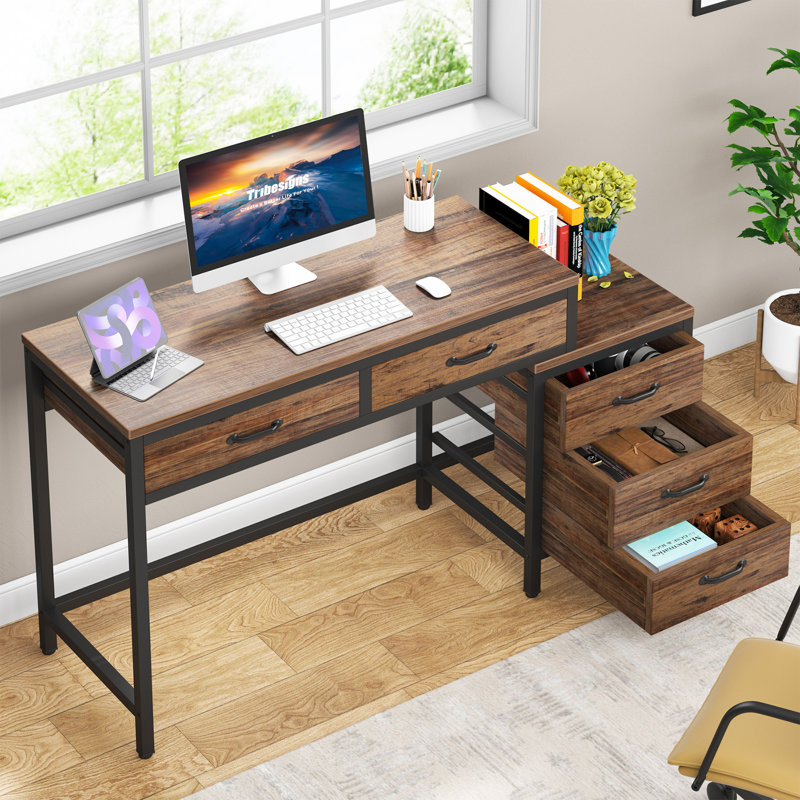 17 Stories 51''W Reversible Desk with Drawers & Reviews | Wayfair