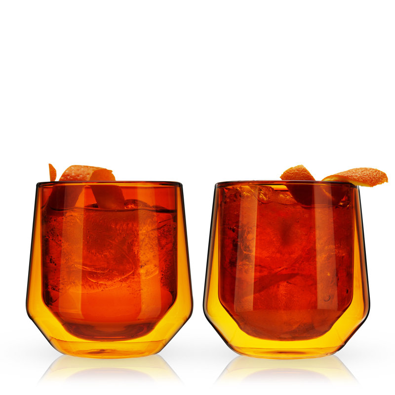 Gobelets à double paroi Viski Aurora, verres à cocktail Lowball colorés modernes, va au lave-vaisselle, 9 oz, vert, ensemble de 2