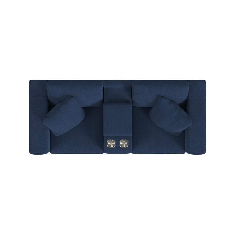 Lockheart 76.5" Modular Square Arm 2 Seater Loveseat with Storage Console, Blue