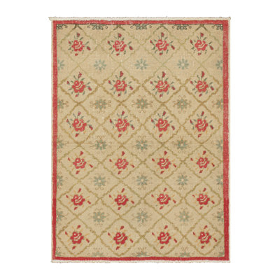 One-of-a-Kind 3'1x3'11 1950s Wool Area Rug