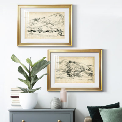 Montagne croquis I - ensemble de 2 reproductions de cadres photo