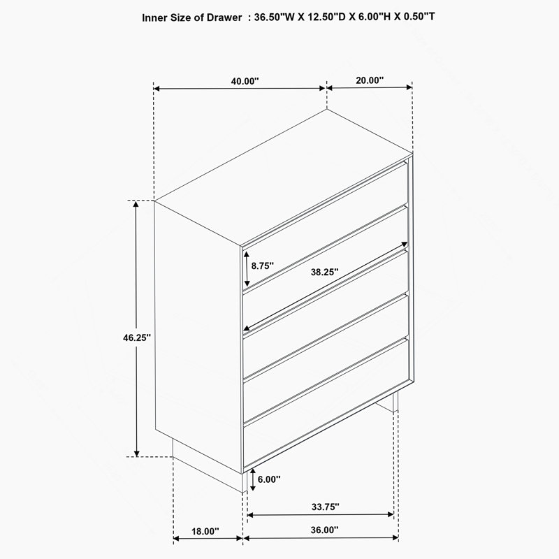 Commode 4 tiroirs brun chaud