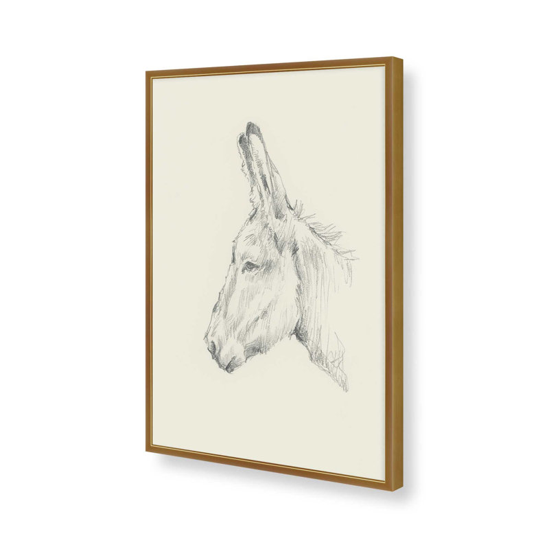 «Donkey Study II» par Ethan Harper, reproduction d'art sur toile, Impression sur cadre ouvert sans papier mat, Doré