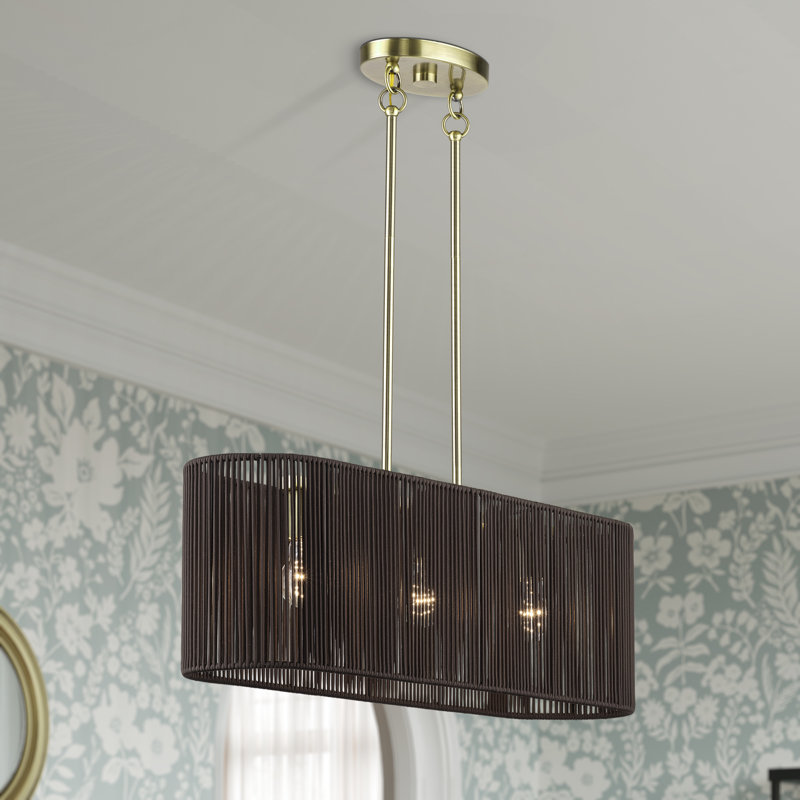 Acordia 3 Light Antique Brass Medium Linear Chandelier, 3, Antique Brass